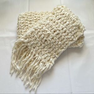 DIY Knit Scarf Ivory with Fringe